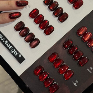 Ensemble de vernis à ongles en gel UV effet œil de chat, série rouge, 10 couleurs, gel magnétique pour manucure en salon - Product Image 4