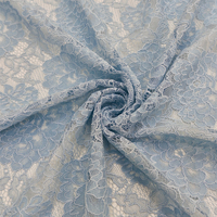 Tissu en dentelle florale en coton de haute qualité YY, tissu en dentelle brodée en nylon bleu clair pour robes de soirée et couture