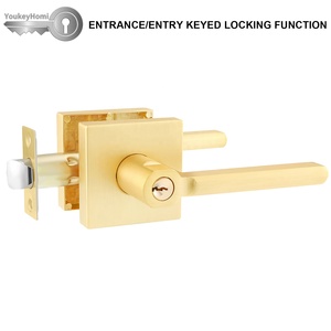 Youkeyhomi Kẽm <span class=keywords><strong>Key</strong></span> Nhập Keyless Riêng Tư Đoạn Giả Trim Cổ Điển Vuông Cửa Đòn Bẩy Xử Lý Khóa Chải Satin Brass Vàng - Product Image 4