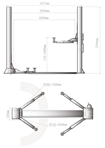 Pont élévateur hydraulique électrique à deux colonnes ZhongTai ZT-1840S, capacité de levage de 4 tonnes, puissance du moteur 220V/380V, <span class=keywords><strong>garage</strong></span> - Product Image 2