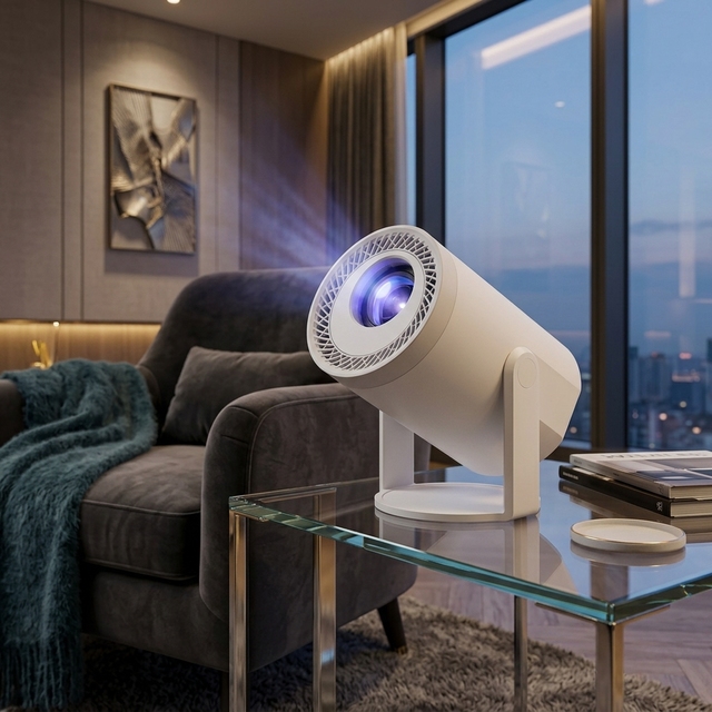 JUNUO TURN 1 200 ANSI Lumens Mini Portable Smart Projector 4K 1080p Android 14 LCD Lamp Home Theater