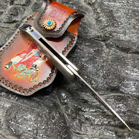 Couteau pliant en acier Bochen M390 avec manche en titane, couteau de poche coloré au laser, couteau tactique EDC pour l'extérieur avec étui en cuir de vache
