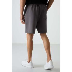 Shorts pour hommes en coton gris foncé, épais, doux, texturés, coupe confortable, basiques - 81274 - Gris foncé - Product Image 6