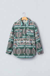 Vente en gros Nouvelle collection automne Veste chemise décontractée pour femme, style rétro occidental aztèque, imprimé tribal géométrique, coupe ample, avec poches - Product Image 3