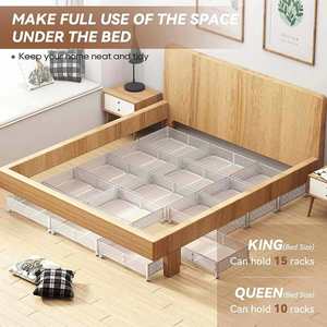 YH Modern Simple Metal <b>Foldable</b> Under Bed <b>Shoe</b> Storage <b>Rack</b> with Wheels 60x40.5x15.8CM for Bedroom Storage - Product Image 6