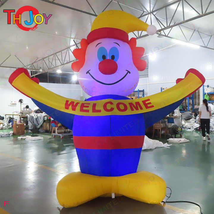 3m Tall Giant Inflatable Welcome Joker Cartoon With LED Light Colorful ...