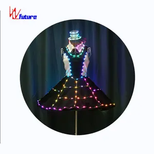 Led retro-theo chủ đề ăn mặc đầy đủ màu sắc LED Dance quần áo hiệu suất mặc LED DRESS Glow in the dark Dresses Rave quần áo