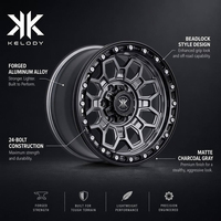 Gunmetal Beadlock Off Road Forged Wheels 6061 T6 Mesh geometris 24 Bolt Ring 5 6 Lug Truck SUV Rims 17 18 20 22 Inch