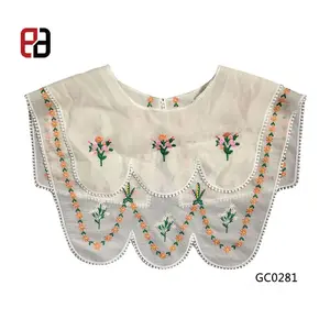 Korean Style Double Layer Embroidery Crochet Round Neck Front And Back Collar