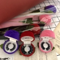 Emballage de cils en bande de vison vide pour la Saint-Valentin, motif rose, rouge, rose, violet, vente en gros
