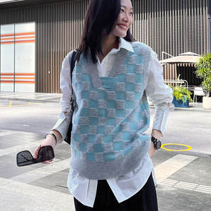 เสื้อกั๊กผ้าแคชเมียร์แขนกุดสำหรับผู้หญิงเสื้อกั๊กถักแบบปรับแต่งได้ - Product Image 1