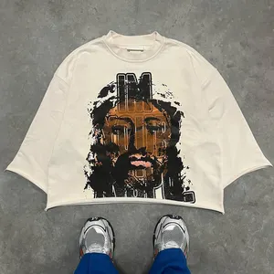 high quality cotton oversize white drop shoulder t-shirts for men crop graphic tee shirts men custom boxy t shirt manufacturer