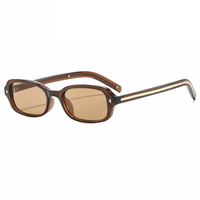STORY XA77234 Lunettes de soleil vintage rectangulaires UV400, verres marron écaille de tortue rétro, style rivet, pour extérieur