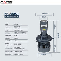 Nouvelle ampoule de projecteur LED 65W 12V 6000K 6500lm IP68 étanche avec refroidissement par ventilateur H4/H11/H7/9005/9006 CSP 7040 Chip