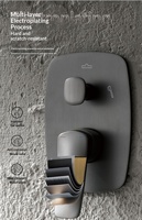 Douche murale encastrée de luxe en laiton chromé brossé, design moderne et épuré, avec fonction pluie et massage, cartouche céramique, idéale pour hôtels