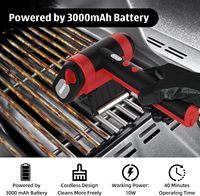 Brosse de nettoyage électrique rechargeable pour barbecue, en acier inoxydable sans poils, avec lumière LED pour grillades en extérieur
