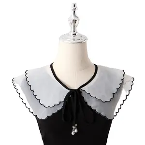 Organza Multi-Layer Detachable Neck Collar-Piece White Shirt Collar Women's Large Shawl Detachable Collar