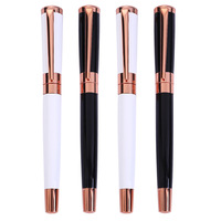 Stylo-coffret personnalisé en acier doré et rose, barrette de boules, pas cher, logo gravé, de luxe, cadeau d'encre, nouvelle collection