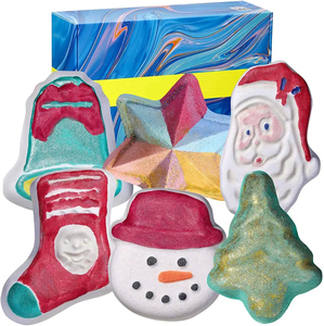 Bomba de baño efervescente colorida orgánica hecha a mano personalizada decoraciones navideñas bombas de baño juego de regalo para niños - Product Image 1