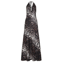 Robe longue Y2K en mousseline à imprimé léopard sexy, sans manches, coupe ajustée, éco-responsable, avec col en V et taille naturelle
