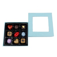 Boîte en carton rigide à chocolat, luxe personnalisé, avec fenêtre transparente, emballage cadeau pour bonbons, truffe, 9 pièces