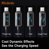 Câble de charge rapide Mcdodo 263 New 3A USB-C 36W avec affichage LED, vitesse de charge visible, câble de données en alliage de zinc PD pour appareils numériques intelligents