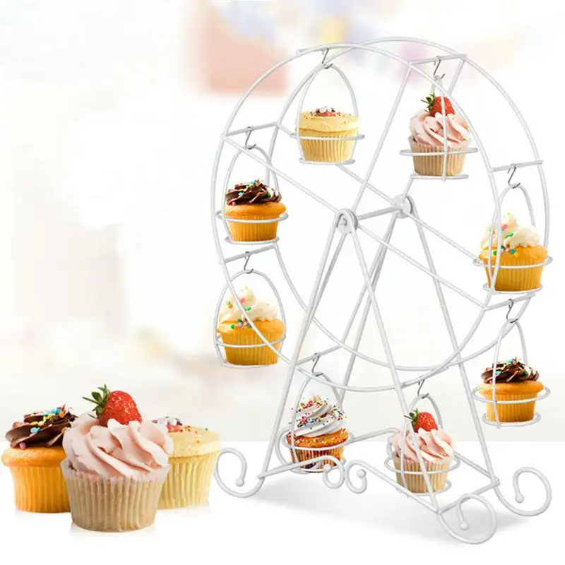 Wedding Party 8 Cups Metal Rotating Ferris Wheel Cupcake Dessert Display Stand Cake Holder