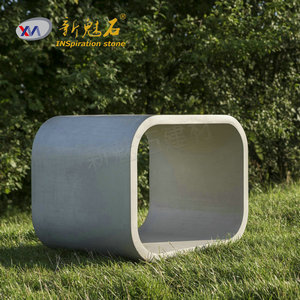 Nuevos Materiales de Construcción de Piedra, Banco Cuadrado de Hormigón GRC, Muebles de Patio para Interiores y Exteriores, Color Gris, Xms001 - Product Image 2