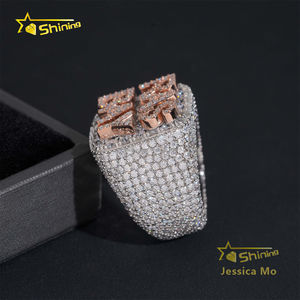 Por encargo personalizado Iced Out Rapper Jewelry 925 Sterling Silver Two Tone Color FL Moissanite Diamond Hip Hop Champion Ring - Product Image 6