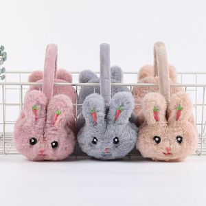 Orejeras de peluche de conejo, cálidas para el invierno, para estudiantes, diseño de dibujos animados, rosa claro, gris, caqui, café, rosa cuero - Product Image 4