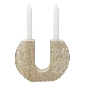 Porte-bougie en pierre de <span class=keywords><strong>travertin</strong></span> beige naturel à double tête - Product Image 6