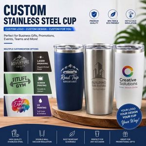Custom logo Printed Personalized Holiday Promotion Event Gifts Water <b>Bottle</b> Insulated Travel <b>Coffee</b> Mug Stainless Steel Tumbler - Product Image 3