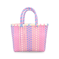 Panier de rangement en plastique PP tissé à la main certifié GRS, écologique, recyclé, multifonctionnel, coloré, carré, sac de plage, sac de courses