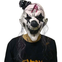 Masque de Clown Amusant en Latex pour Halloween, Noir et Blanc, pour Farces Horrifiantes, Fêtes, Mascarades, Spectacles, Accessoires de Déguisement, Couvre-Tout le Visage, Durable