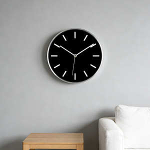 Sleek Black <b>Metal</b> 10 Inch Quartz Hanging Modern Wall <b>Clock</b> with Easy to Read Dial for Urban Office - Product Image 3