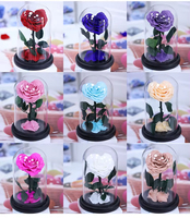 Bunga Mawar Abadi Berbentuk Hati dalam Kubah Kaca Buatan Tangan, Figurine Penjaga Bunga, Hadiah Romantis untuk Hari Valentine dan Hari Ibu