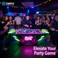 Table de beer pong interactive en métal moderne avec lumières LED, effets sonores et jeux multiples pour bars et soirées