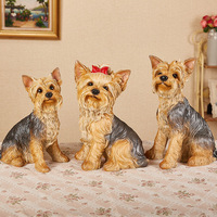 Figurines de chien artificielle en résine, sculpture de simulation, cadeau, réaliste, Yorkshire Terrier, Kawaii