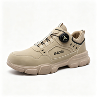 Nouvelles Chaussures de Sécurité à Bouton Rotatif pour Hommes, Protection du Travail Anti-Écrasement et Anti-Perforation, Chaussures de Travail Basses pour Hommes