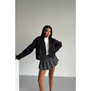 Trench-coat court noir pour femme, doublé, coupe classique, vêtement d'extérieur - Product Image 4