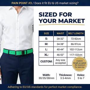 Ceinture de baseball personnalisable flexible en cuir PU vert foncé sans bouffée, ceinture de sport décontractée, accessoires de golf professionnels OEM ODM - Product Image 4