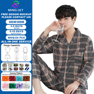 Pigiama <span class=keywords><strong>da</strong></span> <span class=keywords><strong>Uomo</strong></span> di Alta Qualità con Collo Rovesciato, Set Autunnale a Maniche Lunghe, 100% Cotone, Abbigliamento <span class=keywords><strong>da</strong></span> Casa a Righe per Padri - Product Image 1