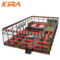 Parc d'attractions de trampolines sur mesure, installations de jeux intérieurs pour enfants avec grand toboggan et parcours Ninja