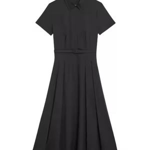 Nouvelle Arrivée Robe Longue d'Été Personnalisable à Motif Uni en Coton Respirant Plissée Tendance pour Femmes - Product Image 4