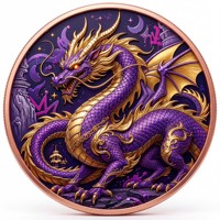 Pièce de monnaie en cuivre pur 999 de 1 oz, version graffiti, série animaux de dessin animé Dragon, couleur UV 3D en relief, édition de collection