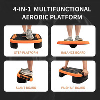 Plataforma aeróbica ajustable 4 en 1 para gimnasio, escalón de ejercicio multifunción