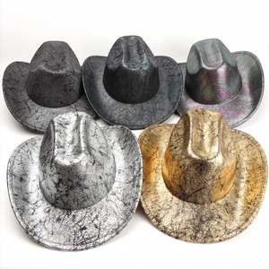 Sombrero de Vaquero con Estampado de Lámina Dorada y Plateada con Patrón Agrietado, Unisex, para Fiestas y Actuaciones, Estilo Europeo para Adultos - Product Image 2