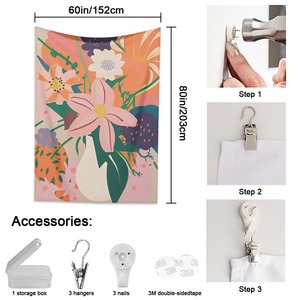 Image personnalisée Tapisserie murale de bohème moderne pour la maison et l'extérieur 4:3 Design vertical corde de coton suspendu décor tissu Art mural - Product Image 5