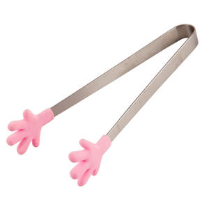 WEIMU Cute Heart Palm <strong>Mini</strong> Silicone <strong>Tongs</strong> Non-Slip Stainless Steel Food Clip Utensils Heat Resistant Ice Cube Tools - Product Image 5