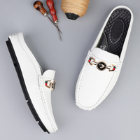 Chaussures décontractées à demi-traînée en cuir, cuir véritable, nouveau style d'été tendance pour hommes, chaussures Baotou Drag
